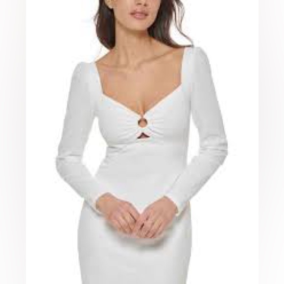 GUESS Women's White Long Sleeve O-Ring Bodycon Dress.   Size 0 - Picture 4 of 11